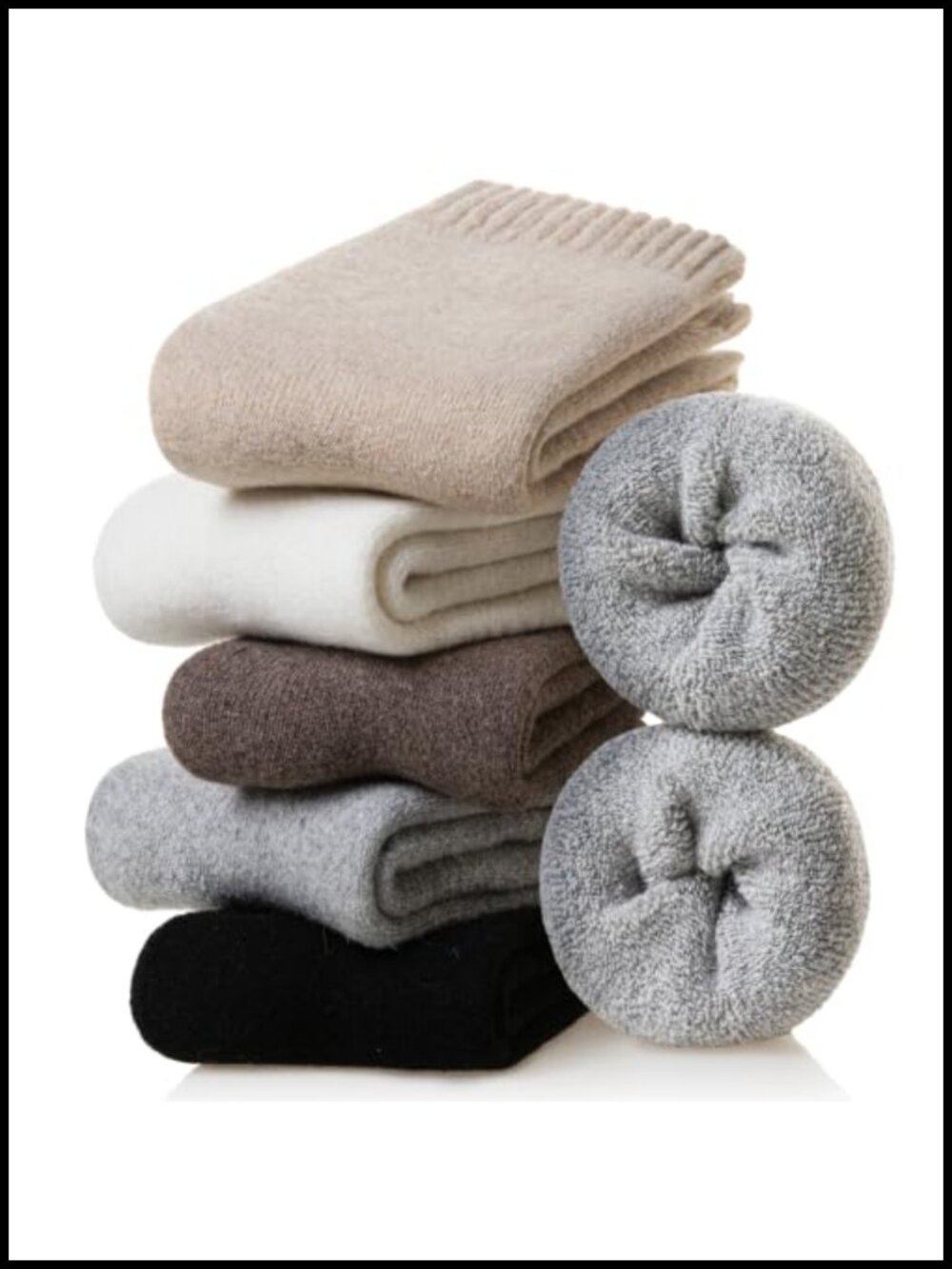 Merino Wool Thermal Hiking Winter Socks 5 Pairs Crew Cushion
